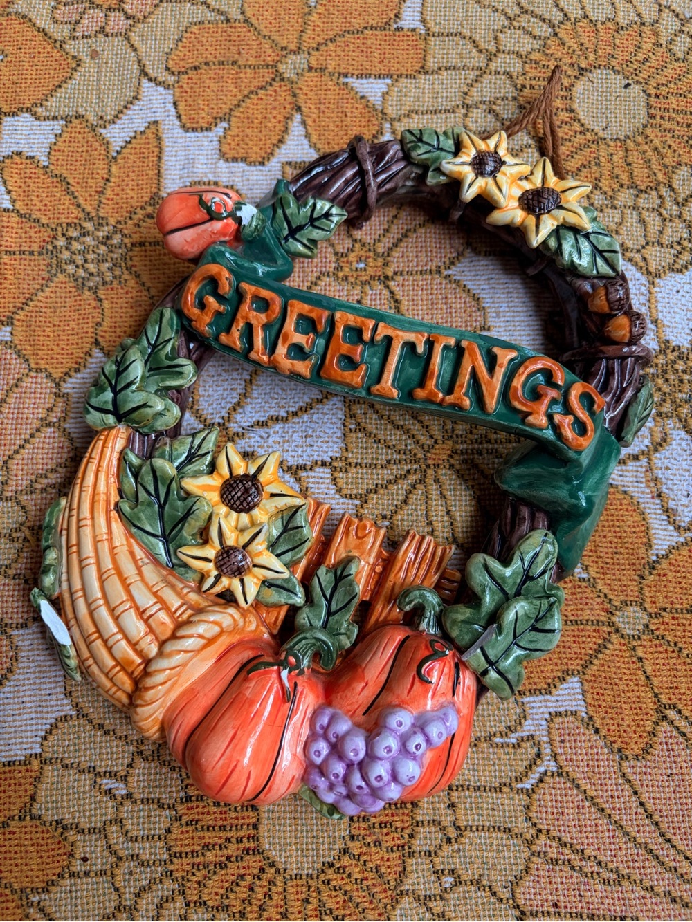 🍂🌾✨ Vintage 90s Fall Plaque Greetings Ceramic ✨🌾🍂